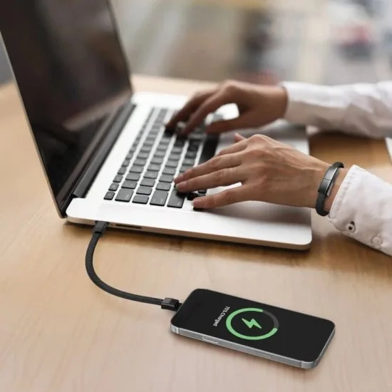 Porodo Usb-C To Lightning Wristband Cable With Magnetic Steel Clasp - Black